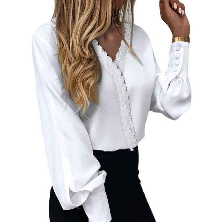 Women's Fashionable Printed Lace Casual Shirt-Blouses & Shirts-Zishirts