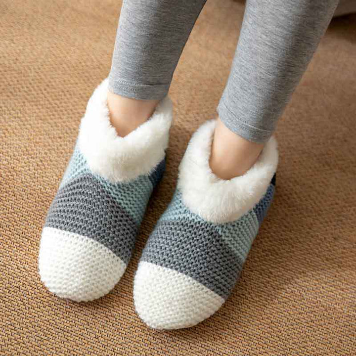 Women's Color-matching Knitted Plush Floor Socks Home Indoor Warm Non-slip Carpet Socks Winter Fashion-Womens Footwear-Zishirts