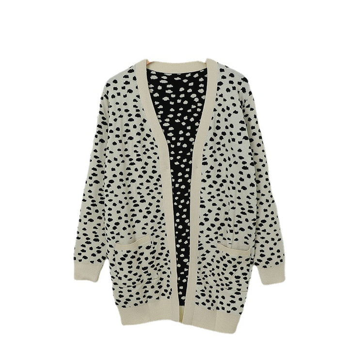 Cardigan Dotted Knitted Tup Cardigan Long Sleeve Coat-Sweaters-Zishirts