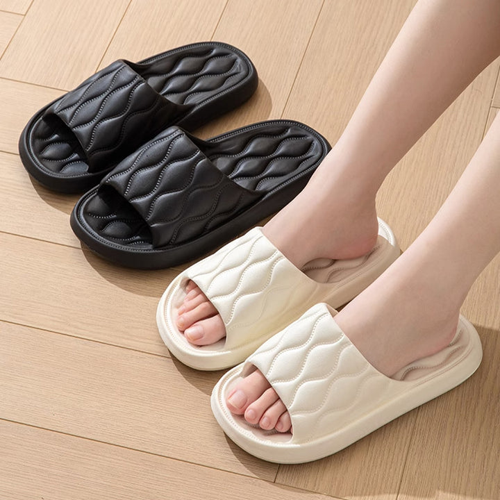 Ripple Style House Slippers EVA Soft Bathroom Slippers Women Men Shoes Home-Womens Footwear-Zishirts