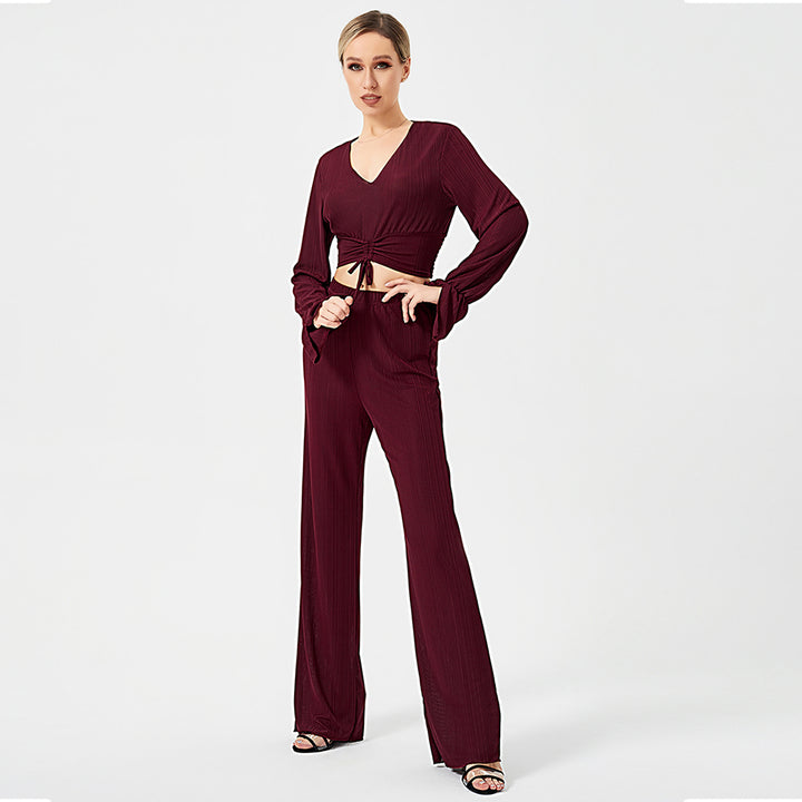 Two Piece Pants Set Long Sleeve Top-Suits & Sets-Zishirts