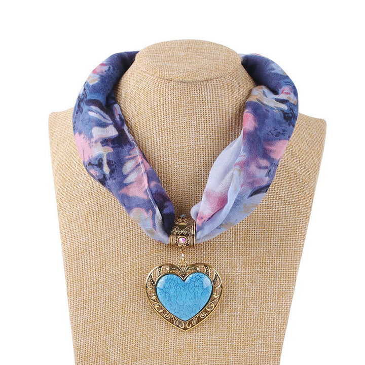 Ethnic Peach Heart Jewelry Necklace Scarf Female-Scarves & Wraps-Zishirts