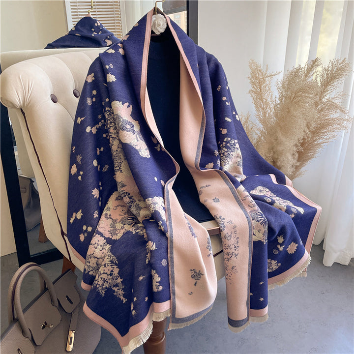 Lady Style Cashmere-like Double-sided Thermal Student Scarf Air Conditioning Shawl-Women's Outerwear 2023-Zishirts