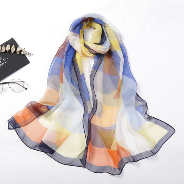 Casual Colorful Triangle Geometric Light And Delicate Silk Scarves-Scarves & Wraps-Zishirts