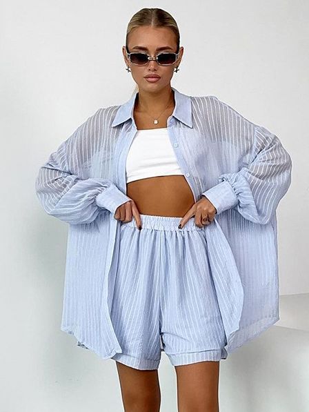 Women's Fashion Casual Long Sleeve Cardigan Shorts Suit-Suits & Sets-Zishirts