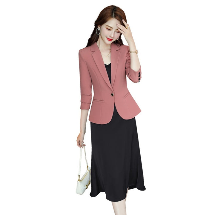 Korean Style Casual Slim Fit Waist-tight Spring And Autumn Black Small Business Suit-Womens 2024 March-Zishirts