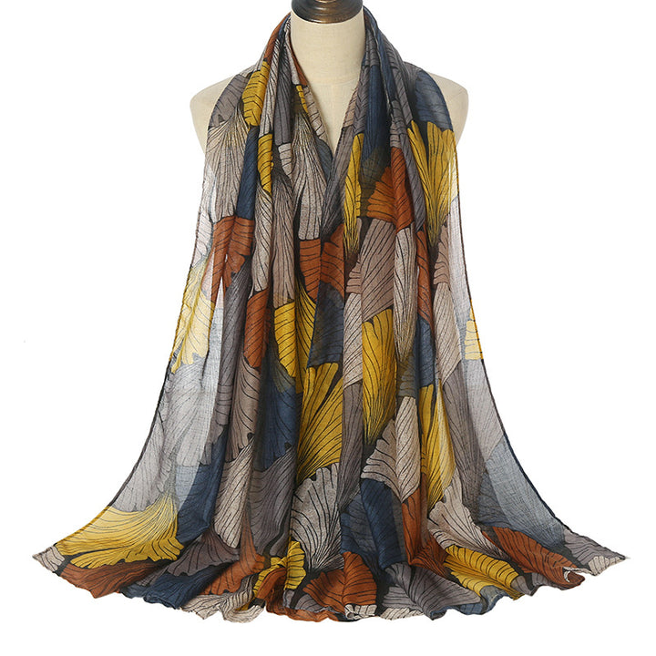 Printed Bali Yarn Scarf Women's Cotton And Linen Talma-Scarves & Wraps-Zishirts