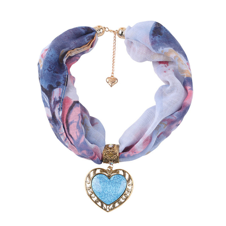 Ethnic Peach Heart Jewelry Necklace Scarf Female-Scarves & Wraps-Zishirts