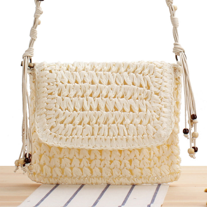 Flip Crossbody Straw Fan Face Flower Woven Bag-Women's Bags-Zishirts