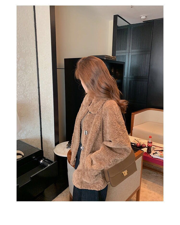 Berber Fleece Coat Women's Autumn And Winter New Loose Long-sleeved Thickened Short Korean Style All-matching-Women's Outerwear 2023-Zishirts