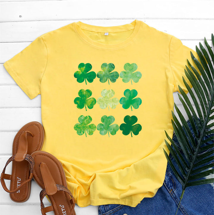 St Patrick's Day Cotton Women's Short Sleeve-Blouses & Shirts-Zishirts