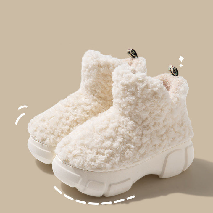 Winter Cashmere Snown Boots With 6cm Platform Warm Plus Velvet High-top Fleece Cotton Shoes Women Outdoor Indoor House Plush Shoes-Womens Footwear-Zishirts