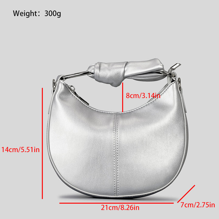 Fashionable Simple Soft Pu Saddle Bag Women's Niche Stitching Knotted Handbag-Women's Bags-Zishirts