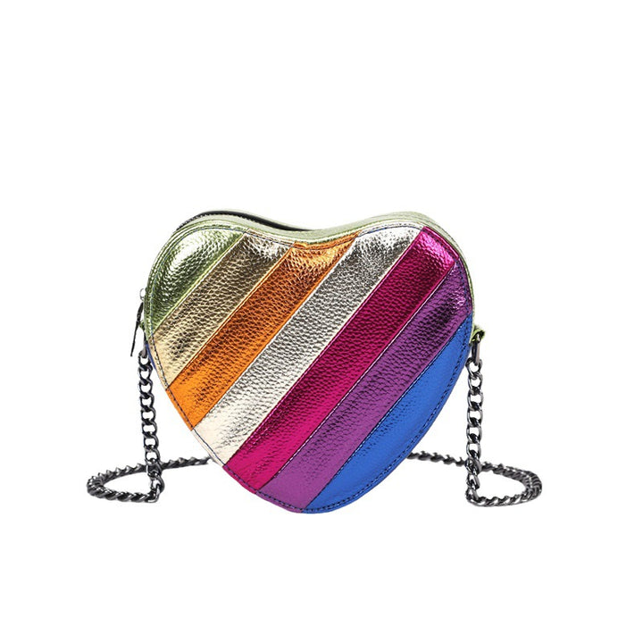 Rainbow Stitching Chain Shoulder Bag-Women's Bags-Zishirts