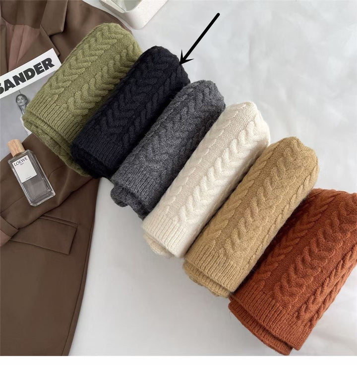 Korean Version Of Solid Color Knitted Wool Warm Scarf In Winter-Scarves & Wraps-Zishirts