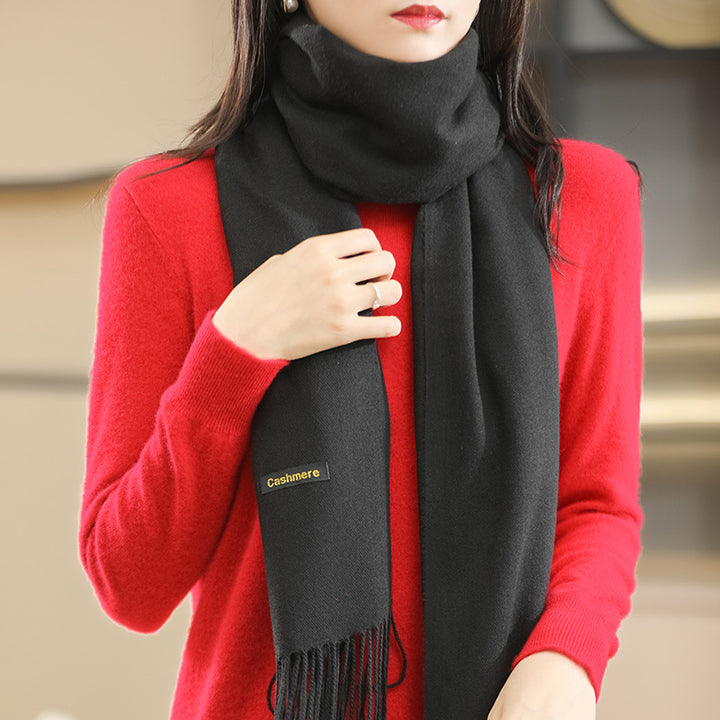 Winter Women's Dual-use Cashmere Solid Scarf-Scarves & Wraps-Zishirts