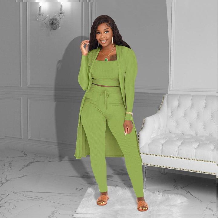 Women's Fashion Solid Color Three-piece Suit-Suits & Sets-Zishirts