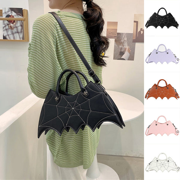 Halloween Spider Web Shape Shoulder Bags Personality Batgirl Tide Pu Handbags Fashoin Messenger Crossbody Bag-Womens 2024 March-Zishirts