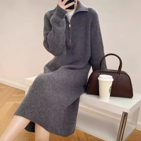 Retro Long Fashion Knitted Dress Women-Lady Dresses-Zishirts