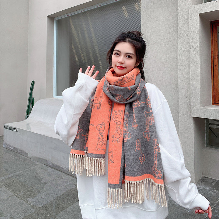 Printed Cashmere Shawl For Sun Protection In Autumn And Winter-Scarves & Wraps-Zishirts