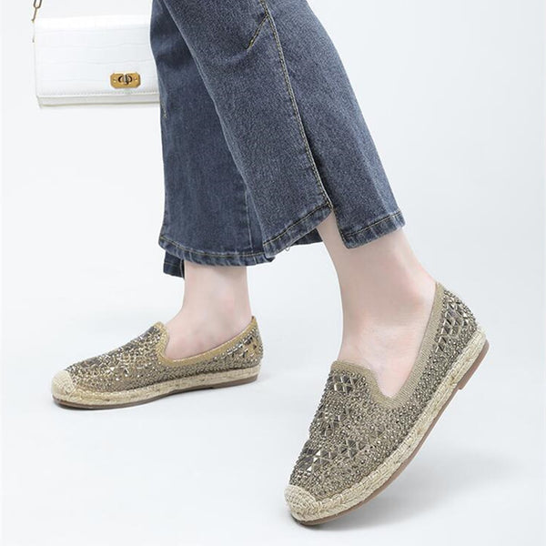 Women's Fashion Simple Sequins Full Diamond Flat Shoes-Womens Footwear-Zishirts