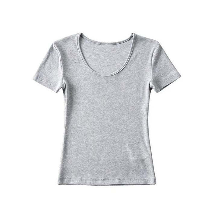 Women's Solid Color Round Neck Pullover Short Sleeve T-shirt-Womens 2024 March-Zishirts