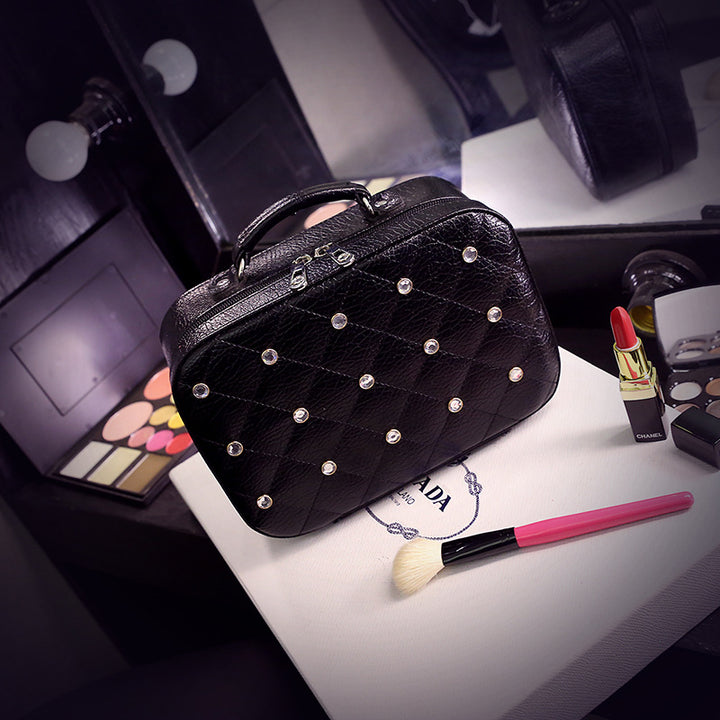 High-end Cosmetic Case With Diamond Cosmetic Bag PU Portable-Women's Bags-Zishirts