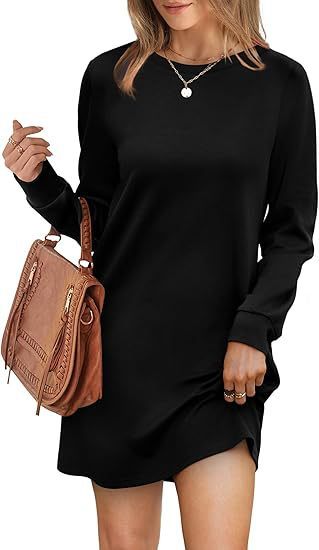 Back Fold Pocket Long Sleeve Sweater Dress-Lady Dresses-Zishirts