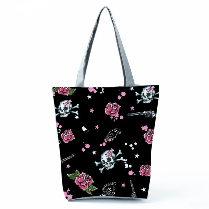 Portable Large Capacity Skull Printed Handbag-Women's Bags-Zishirts