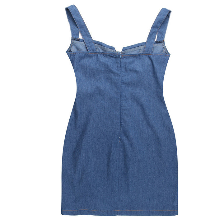 Women's Fashion Personality Denim Sling Dress-Womens 2024 March-Zishirts