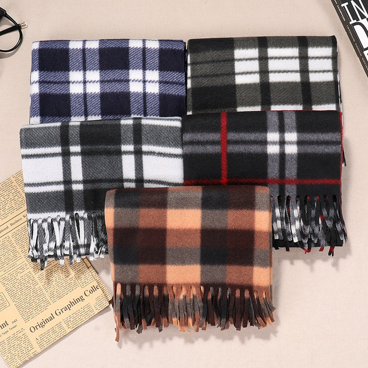 Autumn And Winter Classic Plaid Double-sided Velvet Gift Men's Warm Scarf Women's Shawl-Scarves & Wraps-Zishirts