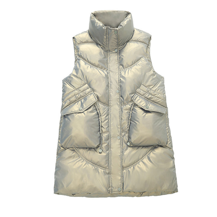 Glossy Disposable Down Cotton Vest Women-Jackets-Zishirts