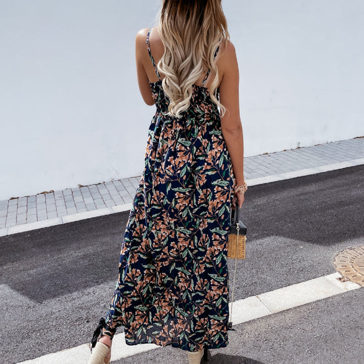 Printed Bohemian Maxi Dress V-neck-Lady Dresses-Zishirts