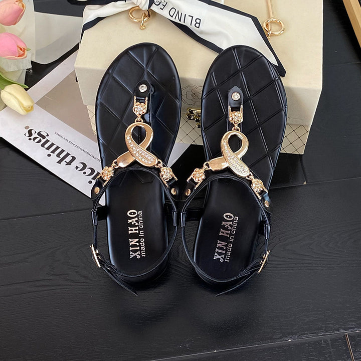 Summer Buckle Flip-flops Bohemian Style Flip-flops Flat Sandals-Womens Footwear-Zishirts