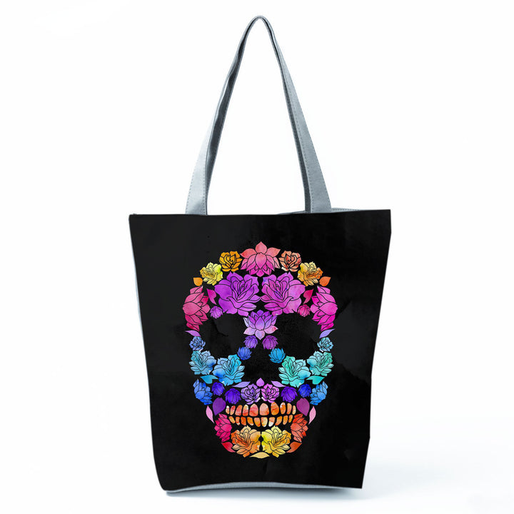 Portable Large Capacity Skull Printed Handbag-Women's Bags-Zishirts