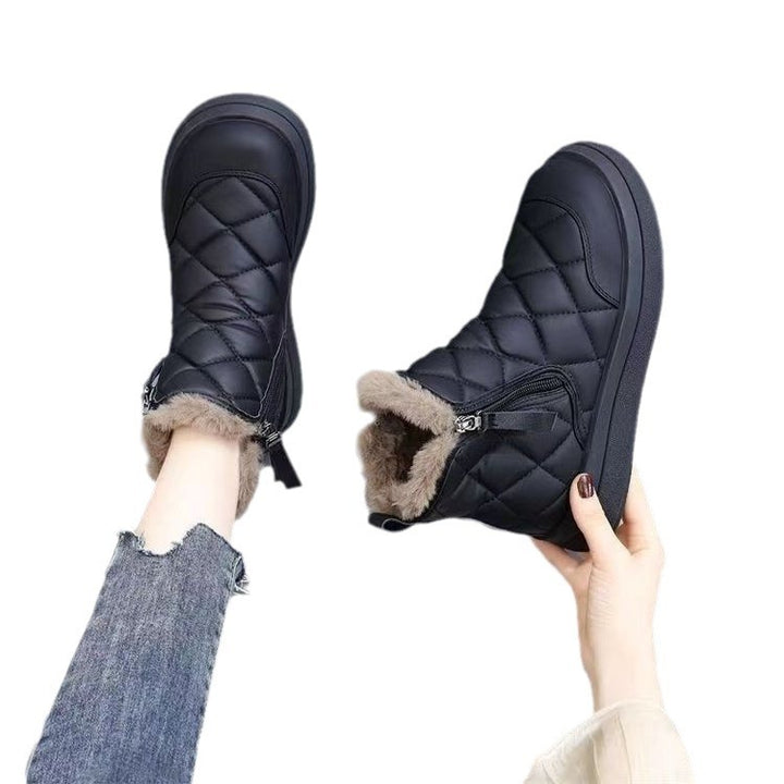 Snow Boots For Women Winter New Fleece-lined Thickened Northeast China Cotton Shoes Waterproof Non-slip Warm-Womens Footwear-Zishirts