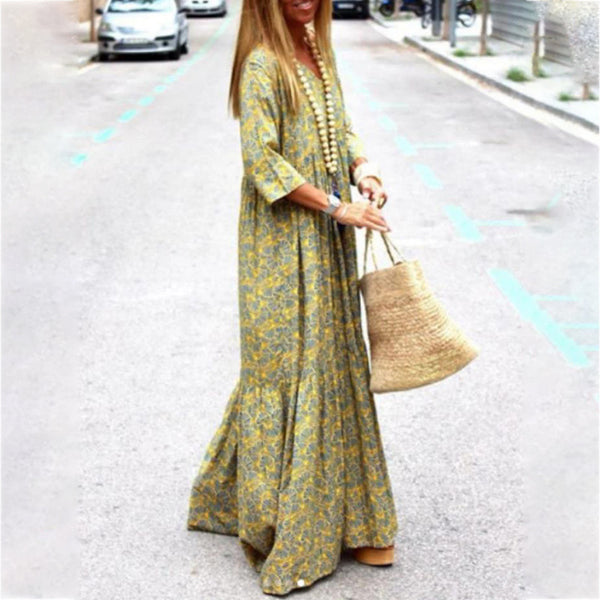 Women's Fashionable Printed Bohemian Loose Dress-Lady Dresses-Zishirts