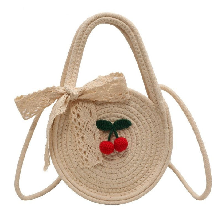 Cotton String Small Round Trendy All-match Seaside Beach Weaving Shoulder Messenger Bag-Women's Bags-Zishirts