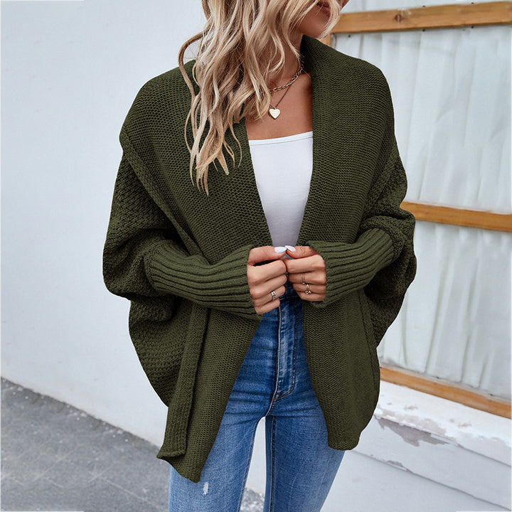 New Loose Knitted Sweater Solid Color Bat Sleeve Large Lapel Cardigan Autumn And Winter Fashion Jacket For Women Clothing-Jackets-Zishirts