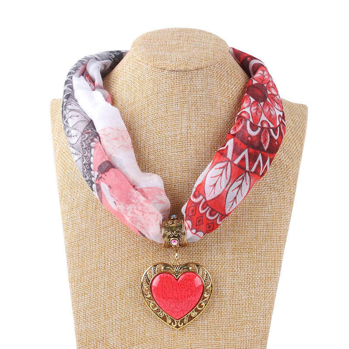 Ethnic Peach Heart Jewelry Necklace Scarf Female-Scarves & Wraps-Zishirts