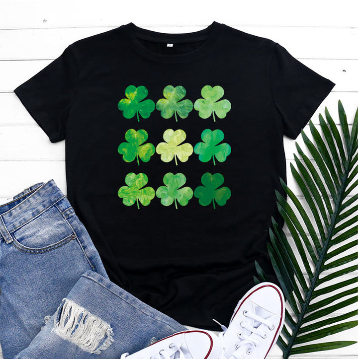 St Patrick's Day Cotton Women's Short Sleeve-Blouses & Shirts-Zishirts