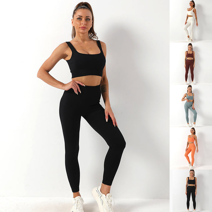 2pcs Thread Yoga Suit Seamless Bra And Butt Lifting High Waist Leggings Set For Women Sports Fitness Yoga Pants Sportswear Outfits Clothing-Womens 2024 March-Zishirts