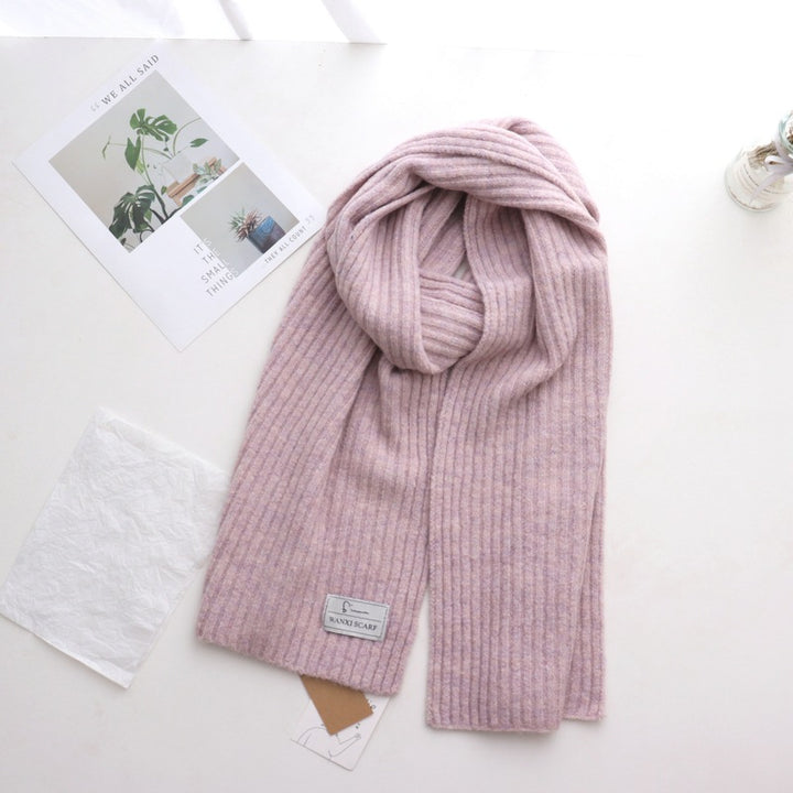 Short Knitted Plain Striped Scarves For Men And Women-Scarves & Wraps-Zishirts