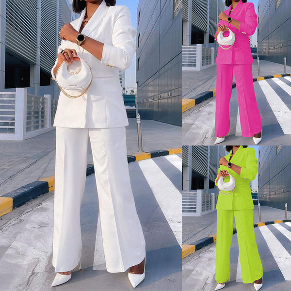 Lady Temperament Casual Suit Wide Leg Pants Two-piece Suit-Suits & Sets-Zishirts