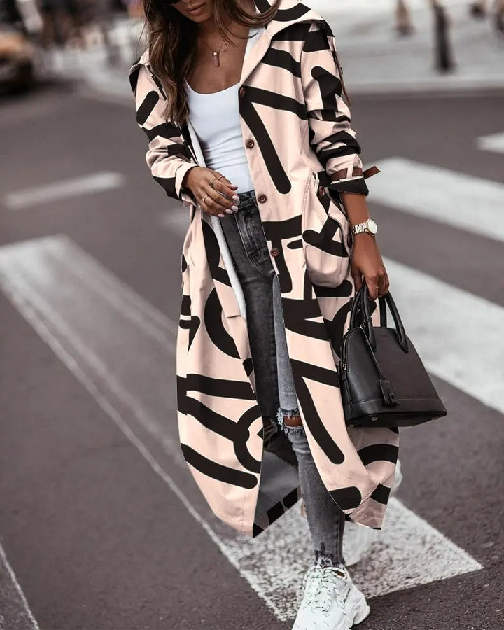 Fashion Personality Casual Lapel Mid-length Trench Coat Women-Jackets-Zishirts