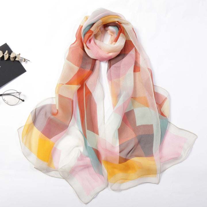 Silk Scarf Casual Color Triangle Geometric Thin-Scarves & Wraps-Zishirts