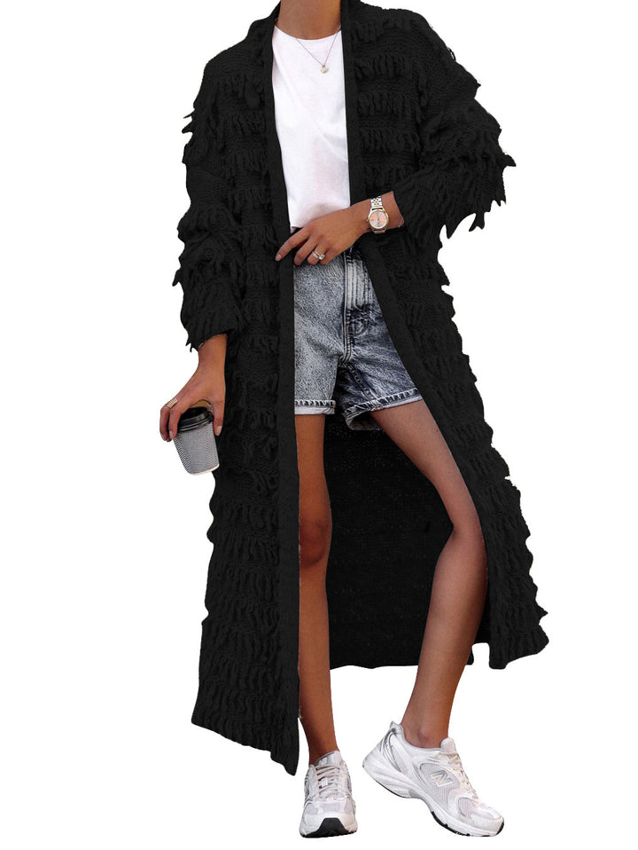 Women's Clothing Tassel Knitted Coat-0-Zishirts