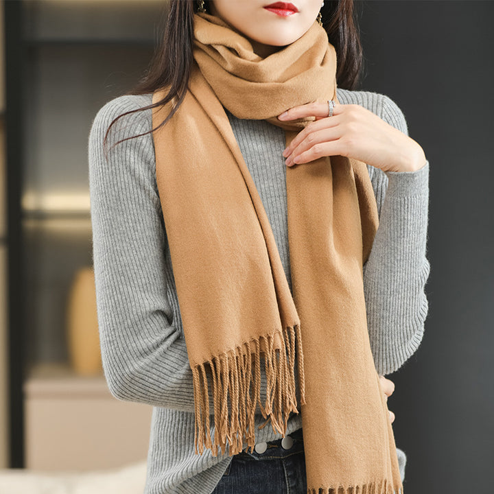 Winter Women's Dual-use Cashmere Solid Scarf-Scarves & Wraps-Zishirts