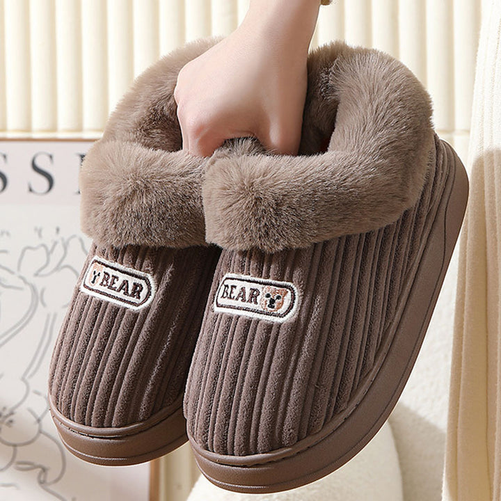 Winter Warm House Slippers Woman Plush Covered Heel Cotton Shoes Indoor And Outdoor Thick-soled Non-slip Fluffy Slippers For Men-Womens Footwear-Zishirts