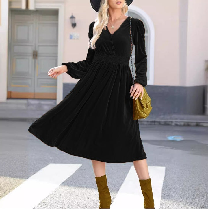 Solid Color Long Sleeve Dress For Women-Lady Dresses-Zishirts